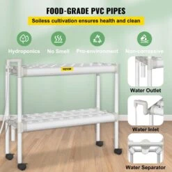 Hydroponics Growing System 54-Sites 6-Food-Grade PVC-U Pipes 2 Layers Indoor Planting Kit With Water Pump, Timer -Patio Furniture Shop white vevor hydroponic systems spzwsz254110vskuzv1 1f 1000