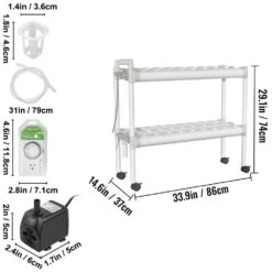 Hydroponics Growing System 54-Sites 6-Food-Grade PVC-U Pipes 2 Layers Indoor Planting Kit With Water Pump, Timer -Patio Furniture Shop white vevor hydroponic systems spzwsz254110vskuzv1 76 1000