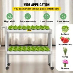 Hydroponics Growing System 54-Sites 6-Food-Grade PVC-U Pipes 2 Layers Indoor Planting Kit With Water Pump, Timer -Patio Furniture Shop white vevor hydroponic systems spzwsz254110vskuzv1 fa 1000