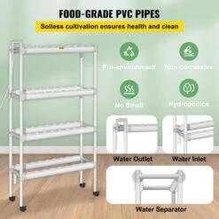 Hydroponics Growing System 72-Sites 8-Food-Grade PVC-U Pipes 4 Layers Indoor Planting Kit With Water Pump, Timer -Patio Furniture Shop white vevor hydroponic systems spzwsz472110v3d0gv1 1f 1000