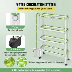Hydroponics Growing System 72-Sites 8-Food-Grade PVC-U Pipes 4 Layers Indoor Planting Kit With Water Pump, Timer -Patio Furniture Shop white vevor hydroponic systems spzwsz472110v3d0gv1 4f 1000