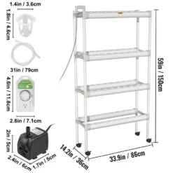 Hydroponics Growing System 72-Sites 8-Food-Grade PVC-U Pipes 4 Layers Indoor Planting Kit With Water Pump, Timer -Patio Furniture Shop white vevor hydroponic systems spzwsz472110v3d0gv1 76 1000
