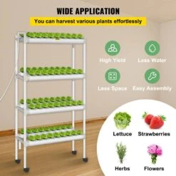 Hydroponics Growing System 72-Sites 8-Food-Grade PVC-U Pipes 4 Layers Indoor Planting Kit With Water Pump, Timer -Patio Furniture Shop white vevor hydroponic systems spzwsz472110v3d0gv1 fa 1000