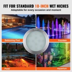 12-Volt LED Pool Light 10 In. 40-Watt RGBW Color Changing Inground Swimming Pool Spa Light Underwater Remote Control -Patio Furniture Shop white vevor pool lights mdsycd12v50ylkq3dv9 fa 1000