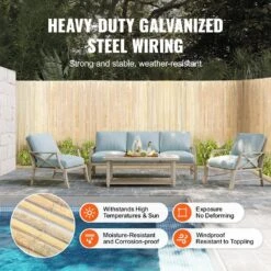 Natural Bamboo Privacy Fence Screen, Eco-Friendly Privacy Bamboo Slat Fence, 6 Ft. H X 16 Ft. L Bamboo Screen Panel 13 Natural Bamboo Privacy Fence Screen, Eco-Friendly Privacy Bamboo Slat Fence, 6 Ft. H X 16 Ft. L Bamboo Screen Panel -Patio Furniture Shop wood vevor garden fencing zwlftsz16ft6gb93qv0 1f 1000