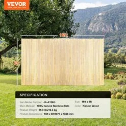 Natural Bamboo Privacy Fence Screen, Eco-Friendly Privacy Bamboo Slat Fence, 6 Ft. H X 16 Ft. L Bamboo Screen Panel 16 Natural Bamboo Privacy Fence Screen, Eco-Friendly Privacy Bamboo Slat Fence, 6 Ft. H X 16 Ft. L Bamboo Screen Panel -Patio Furniture Shop wood vevor garden fencing zwlftsz16ft6gb93qv0 76 1000