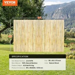 Natural Rolled Bamboo Fence, Eco-Friendly Bamboo Privacy Fence 4 Ft. H X 8 Ft. L X 0.75 In. D., Bamboo Privacy Screen -Patio Furniture Shop wood vevor garden fencing zwlyz8ft4ft1hutn8v0 76 1000