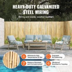 Natural Rolled Bamboo Fence, Eco-Friendly Bamboo Privacy Fence 6 Ft. H X 8 Ft. L X 0.75 In. D., Bamboo Privacy Screen -Patio Furniture Shop wood vevor garden fencing zwlyz8ft6ft0x3k0gv0 1f 1000