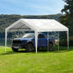 Carport Replacement Canopy Cover 10 X 20 Ft. Heavy-Duty Waterproof And UV Protected (Only Top Cover Frame Not Include) -Patio Furniture Shop yellow vevor canopy parts ckpb10x20ftmrcy4tv0 31 1000
