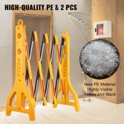 Expandable Mobile Barricade 8.3 Ft. Width Plastic Barricade Yellow Expandable Safety Barricades With Chains, 2 Pack Sets -Patio Furniture Shop yellow vevor garden fencing sswl8ychs2p2blt01v0 c3 1000
