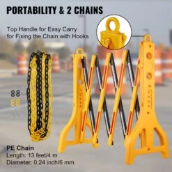 Expandable Mobile Barricade 8.3 Ft. Width Plastic Barricade Yellow Expandable Safety Barricades With Chains, 2 Pack Sets -Patio Furniture Shop yellow vevor garden fencing sswl8ychs2p2blt01v0 fa 1000