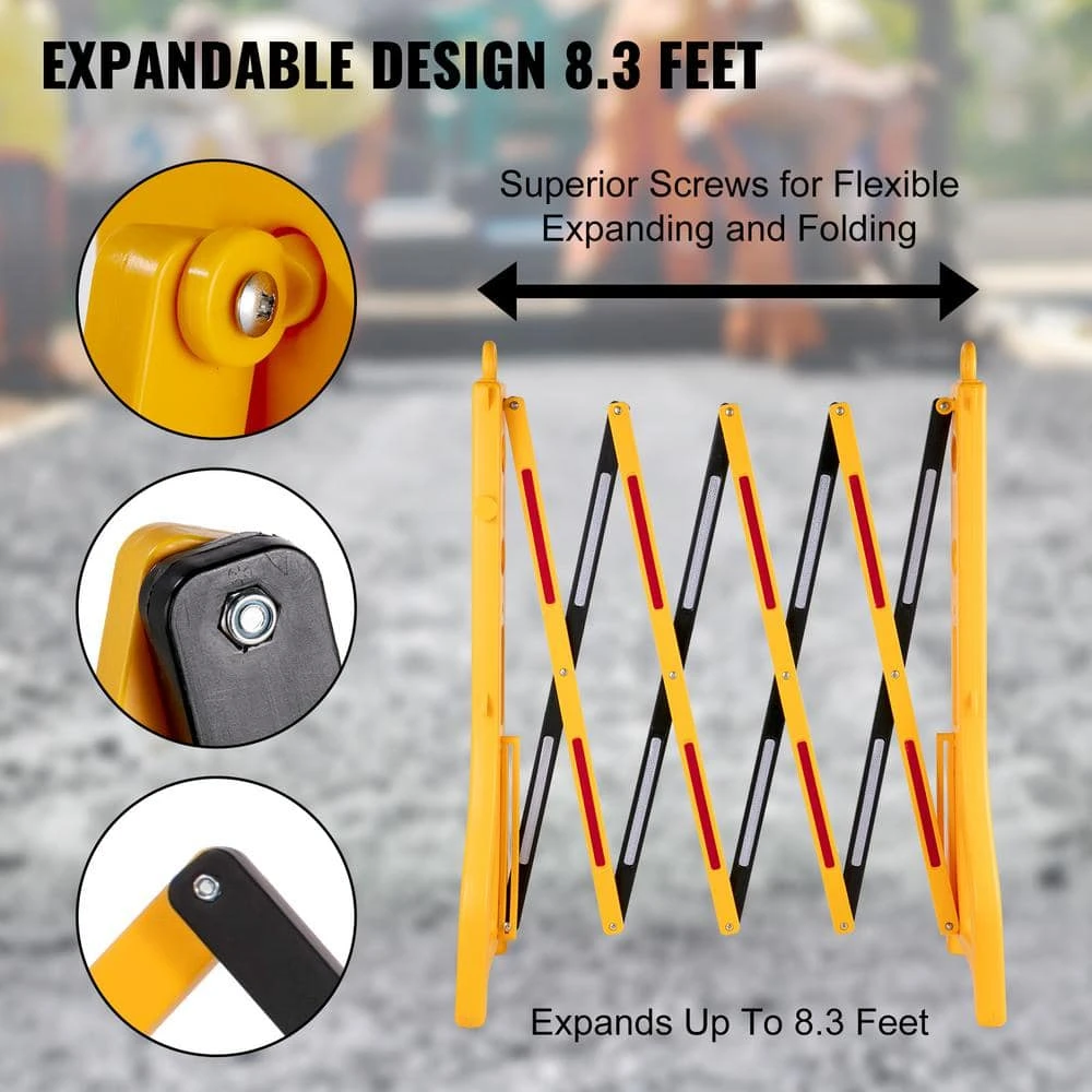 Expandable Mobile Barricade 8.3 Ft. Width Plastic Barricade 38 In. Height Water Filled Yellow Expandable Barricade Fence 5 Expandable Mobile Barricade 8.3 Ft. Width Plastic Barricade 38 In. Height Water Filled Yellow Expandable Barricade Fence - Image 3