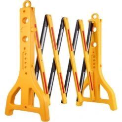 Expandable Mobile Barricade 8.3 Ft. Width Plastic Barricade 38 In. Height Water Filled Yellow Expandable Barricade Fence