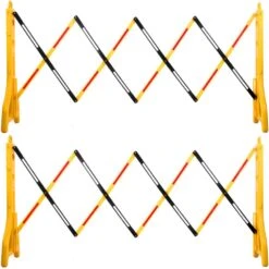 Expandable Mobile Barricade 8.3 Ft. W Plastic Barricade Water Filled Yellow Expandable Safety Barricades, (2-Pieces)