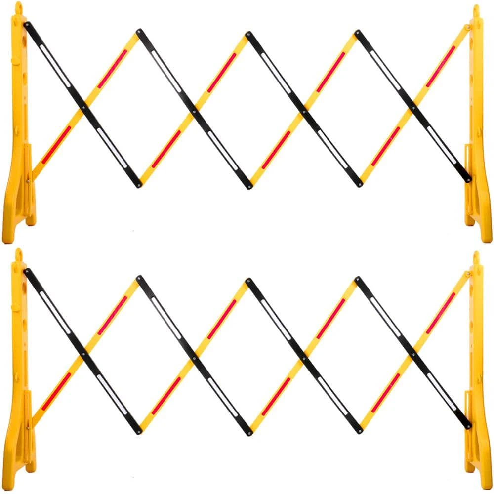 Expandable Mobile Barricade 8.3 Ft. W Plastic Barricade Water Filled Yellow Expandable Safety Barricades, (2-Pieces) 3 Expandable Mobile Barricade 8.3 Ft. W Plastic Barricade Water Filled Yellow Expandable Safety Barricades, (2-Pieces)