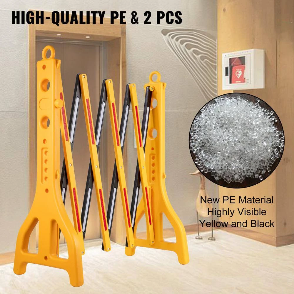 Expandable Mobile Barricade 8.3 Ft. W Plastic Barricade Water Filled Yellow Expandable Safety Barricades, (2-Pieces) 4 Expandable Mobile Barricade 8.3 Ft. W Plastic Barricade Water Filled Yellow Expandable Safety Barricades, (2-Pieces) - Image 2
